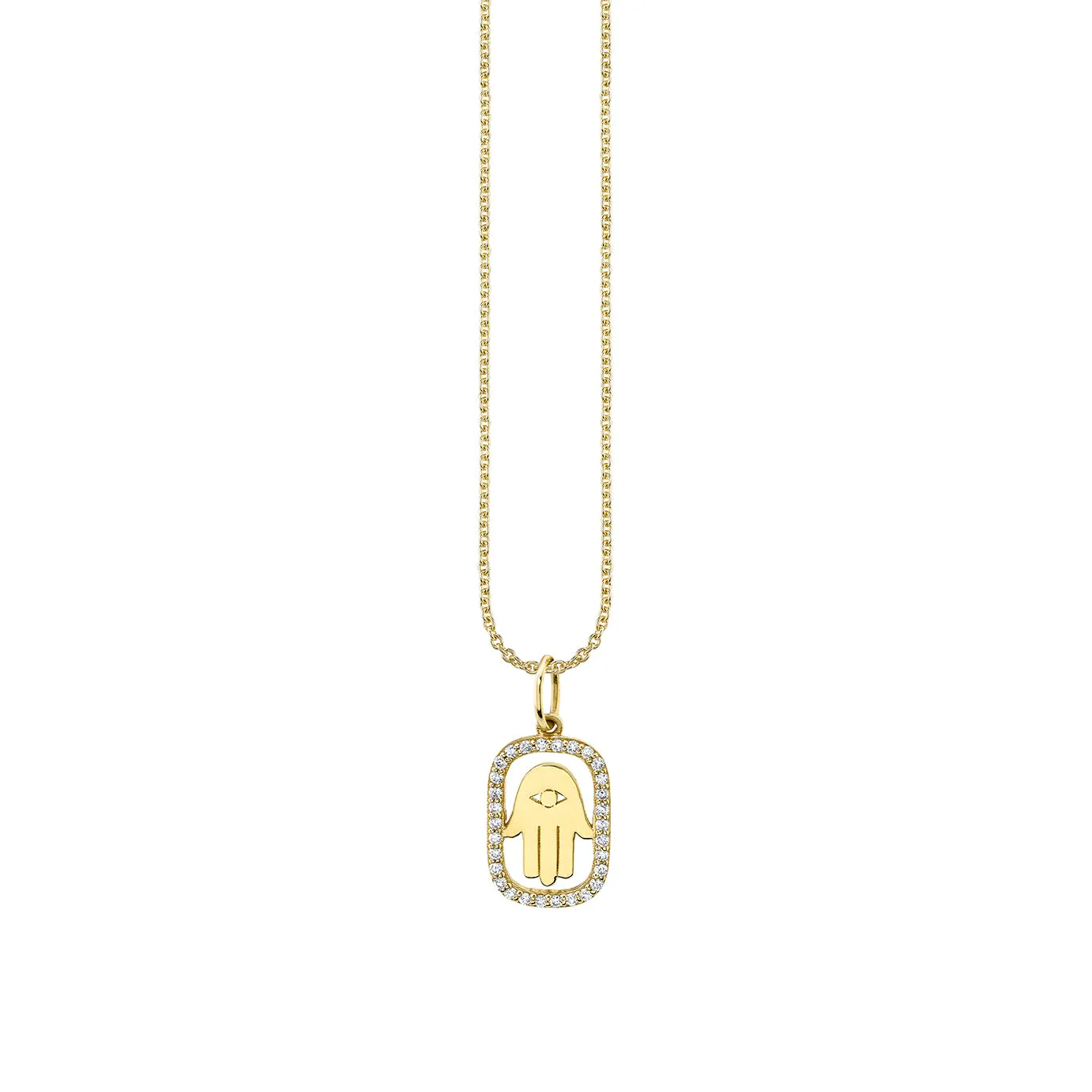 Gold & Diamond Hamsa Open Icon Charm