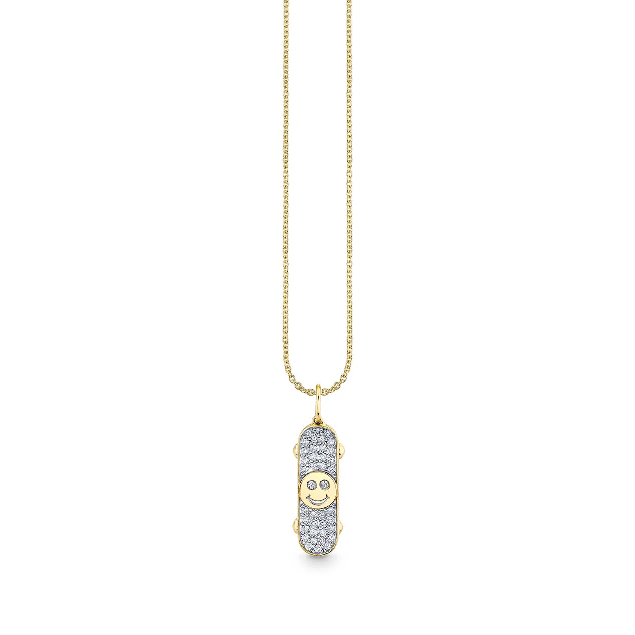 Gold & Diamond Happy Face Skateboard Charm