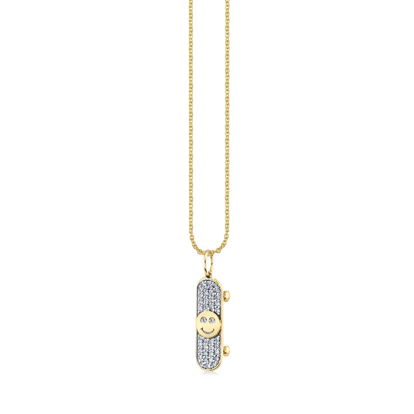 Gold & Diamond Happy Face Skateboard Charm
