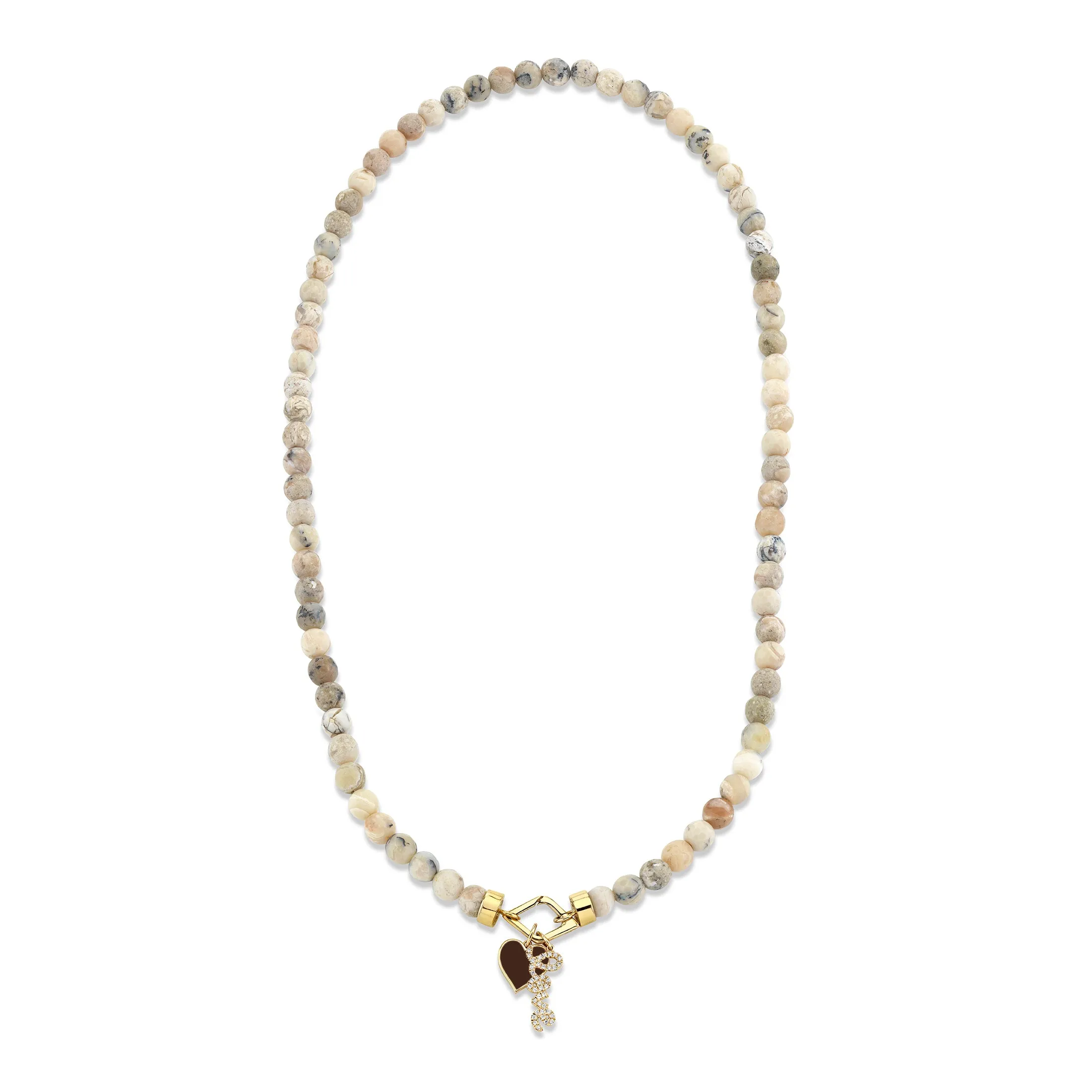 Gold & Diamond Love & Heart African Opal Necklace
