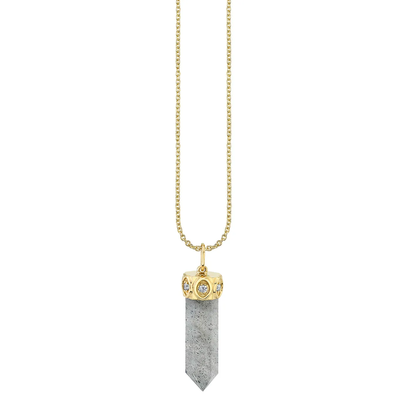 Gold & Diamond Marquise Eye Long Stone Charm
