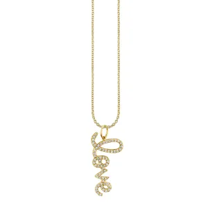 Gold & Diamond Medium Love Charm Necklace