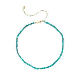 Gold & Diamond Rondelle Turquoise Heishi Necklace