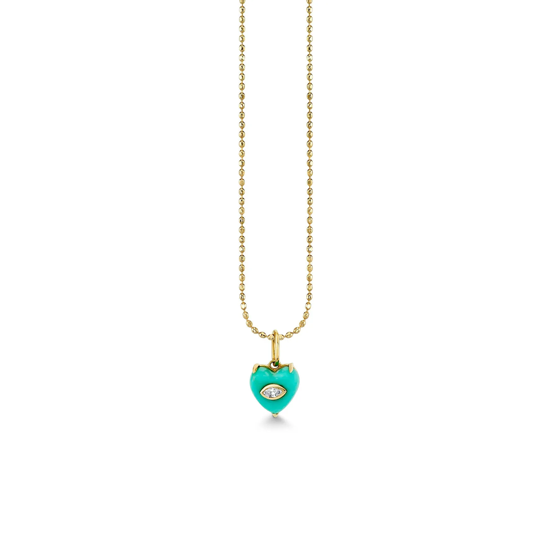 Gold & Diamond Small Carved Stone Heart Charm