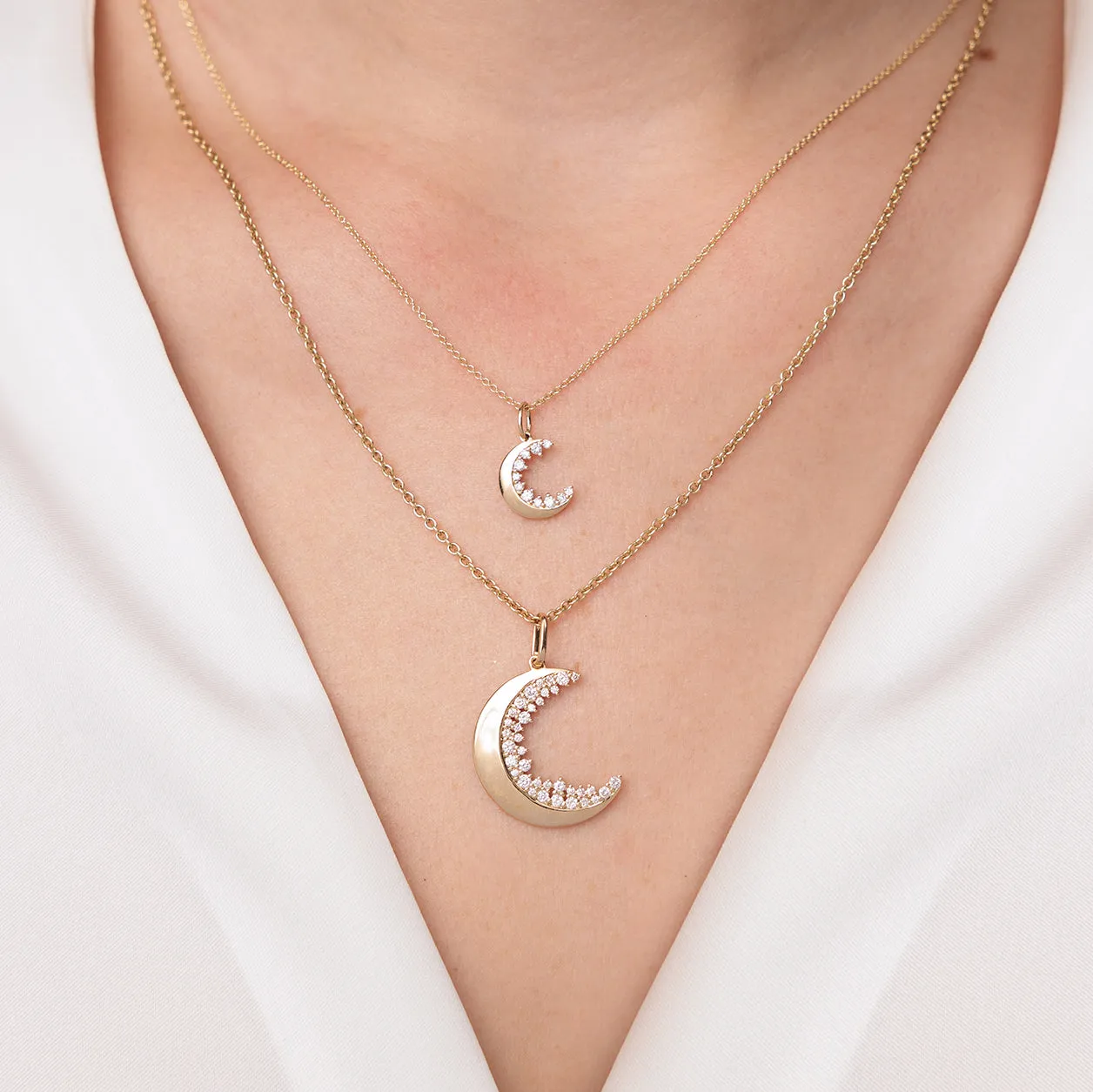 Gold & Diamond Small Cocktail Crescent Moon Charm