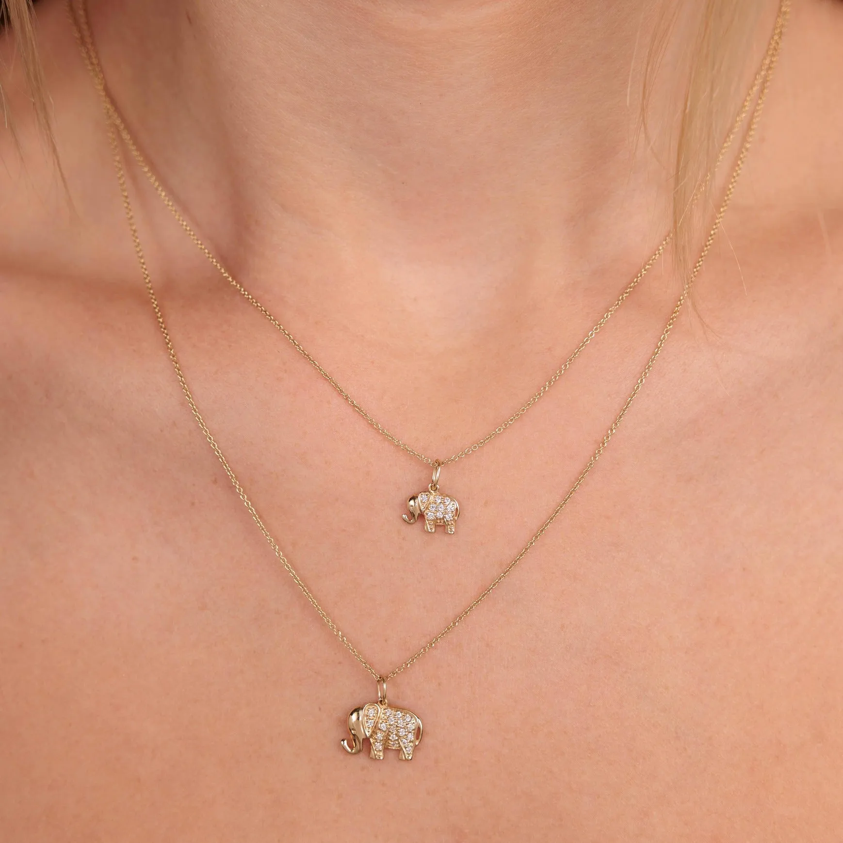 Gold & Diamond Small Elephant Charm