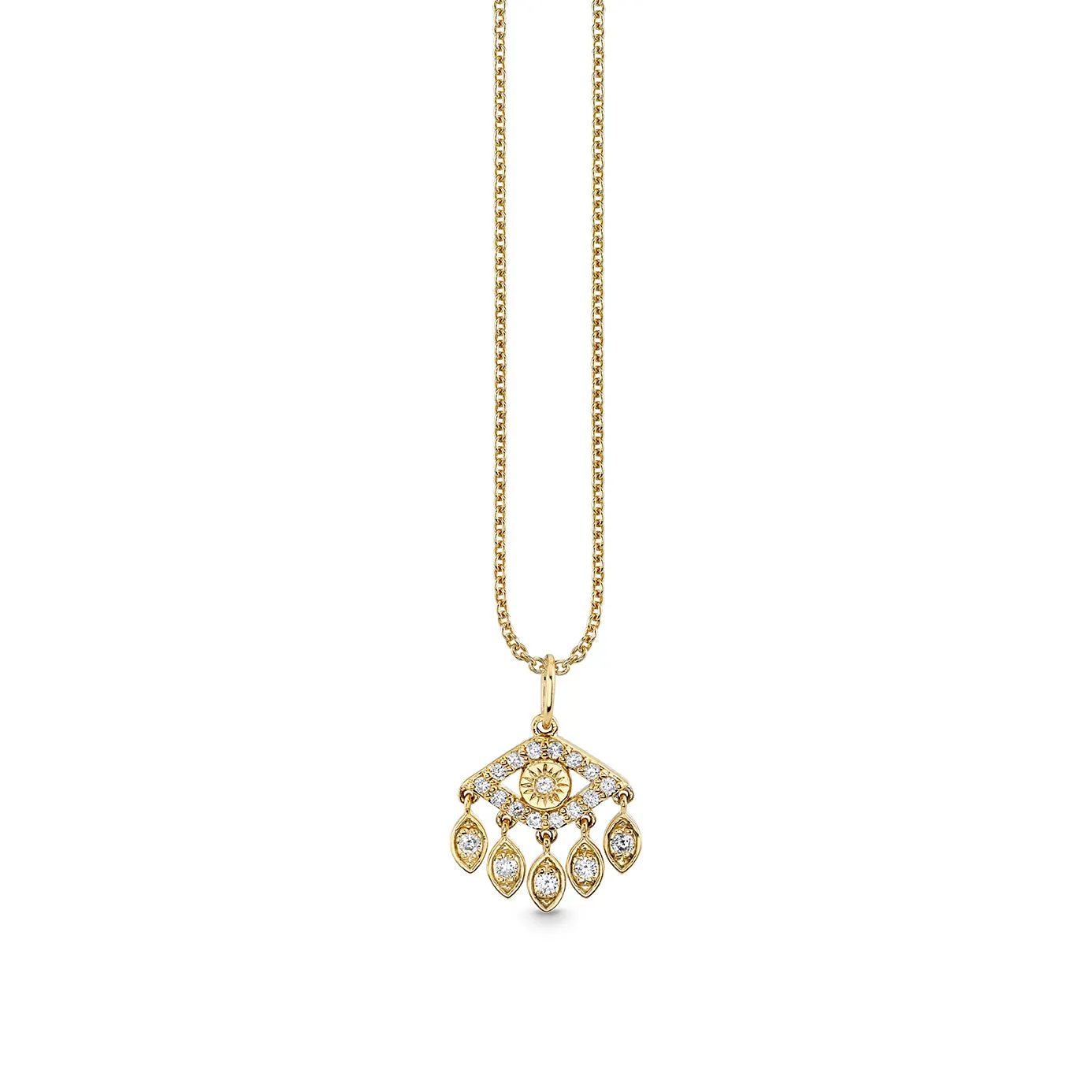 Gold & Diamond Small Eye With Marquise Eye Fringes Charm