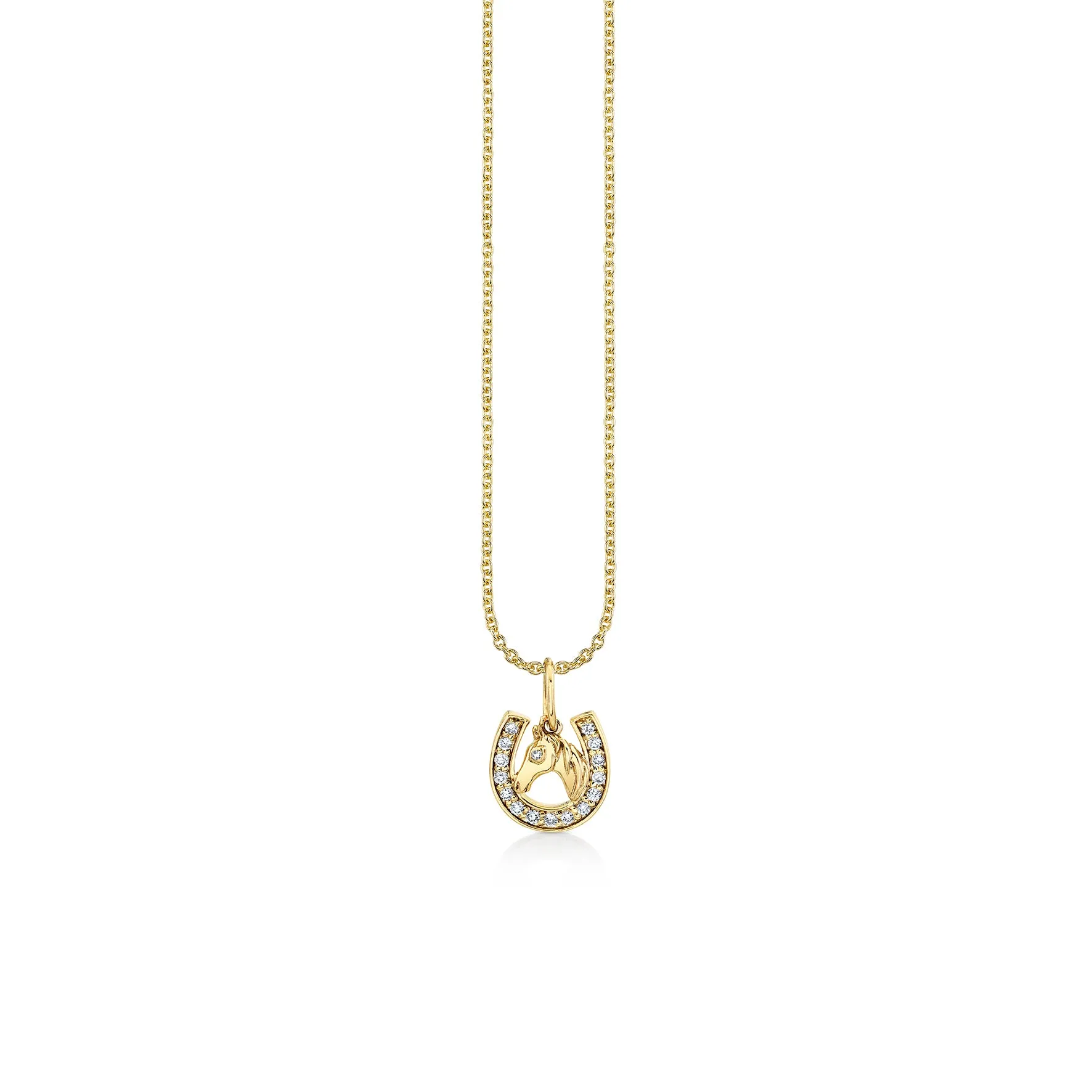 Gold & Diamond Small Horse Horseshoe Charm