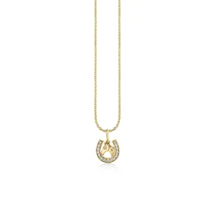 Gold & Diamond Small Horse Horseshoe Charm