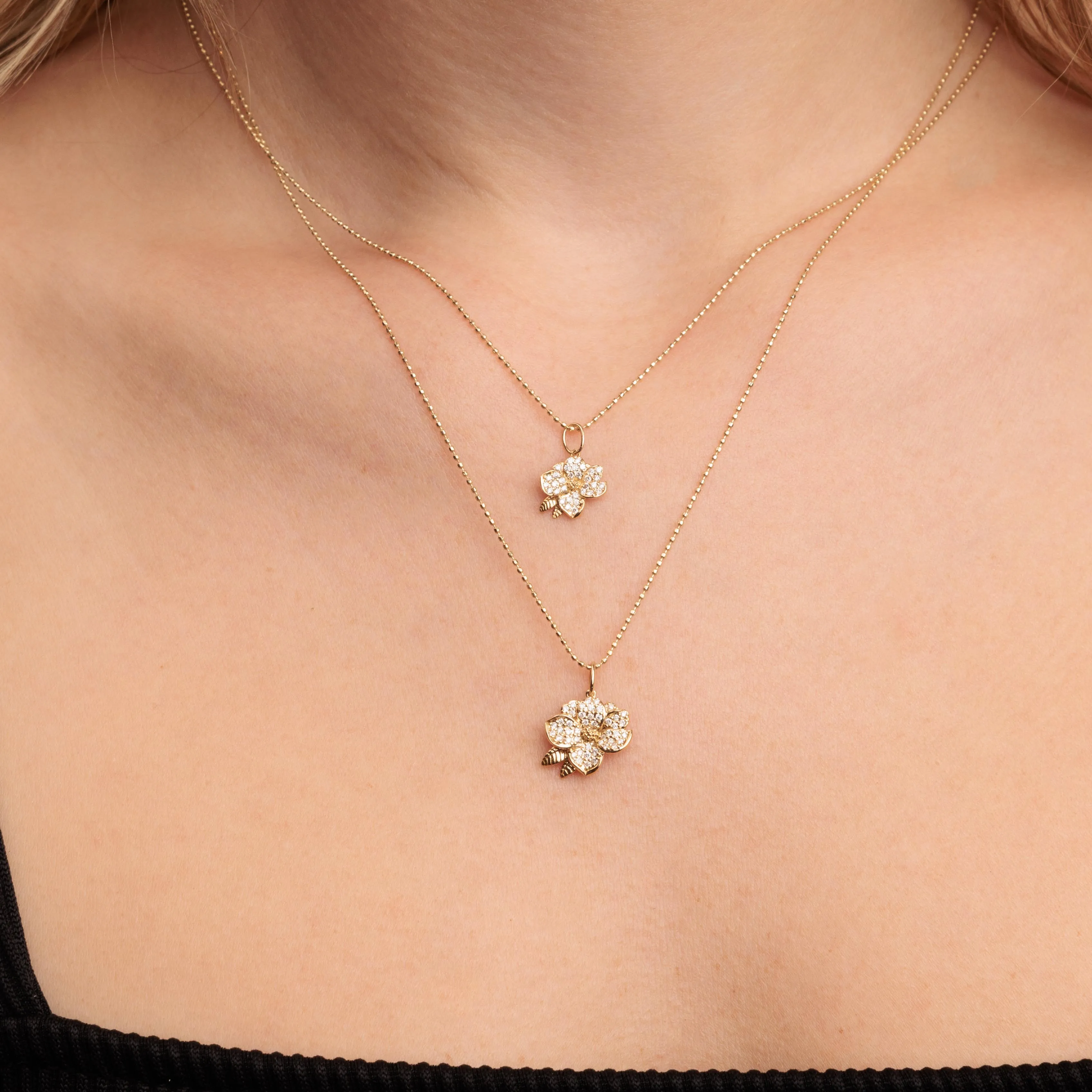 Gold & Diamond Small Magnolia Charm