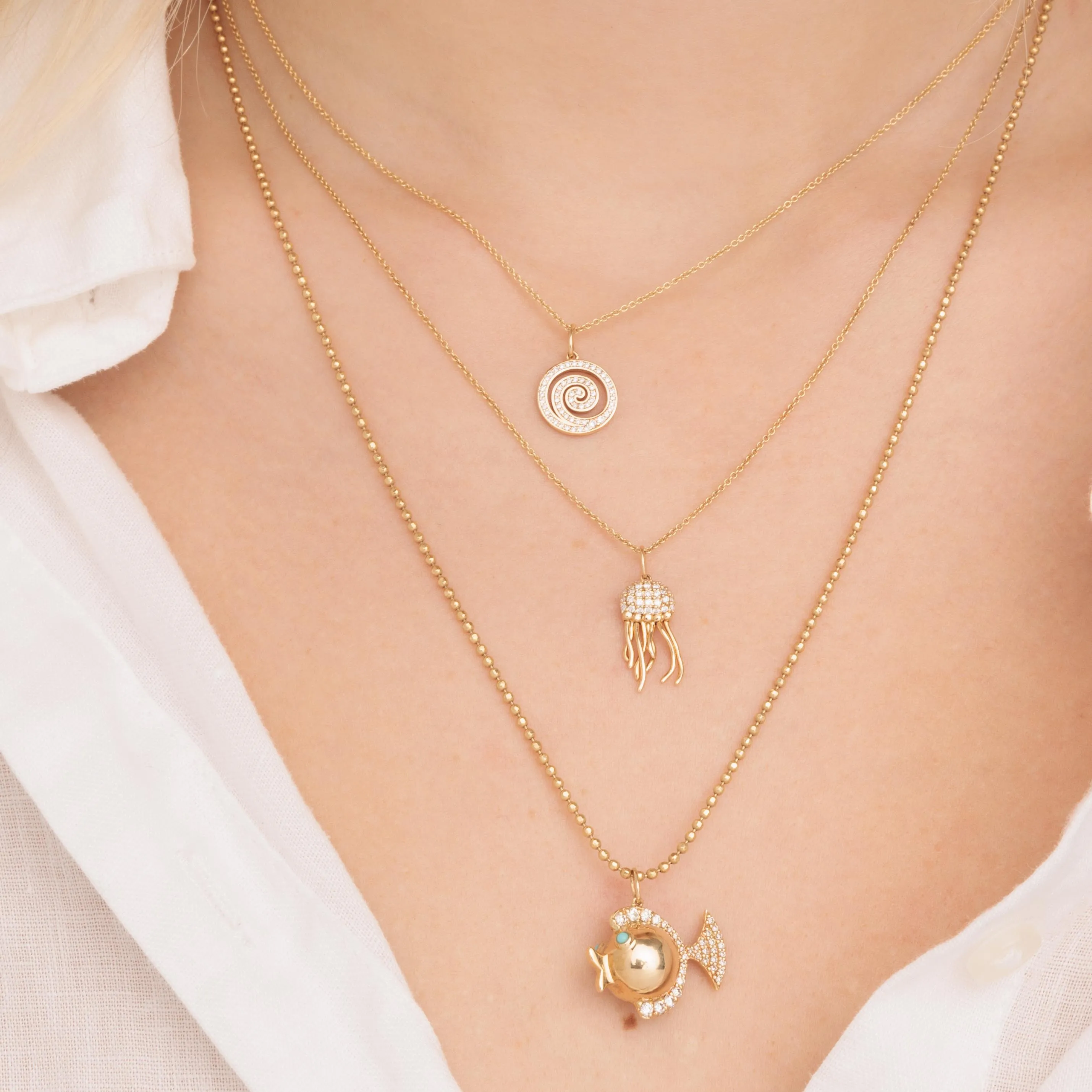 Gold & Diamond Spiral Charm