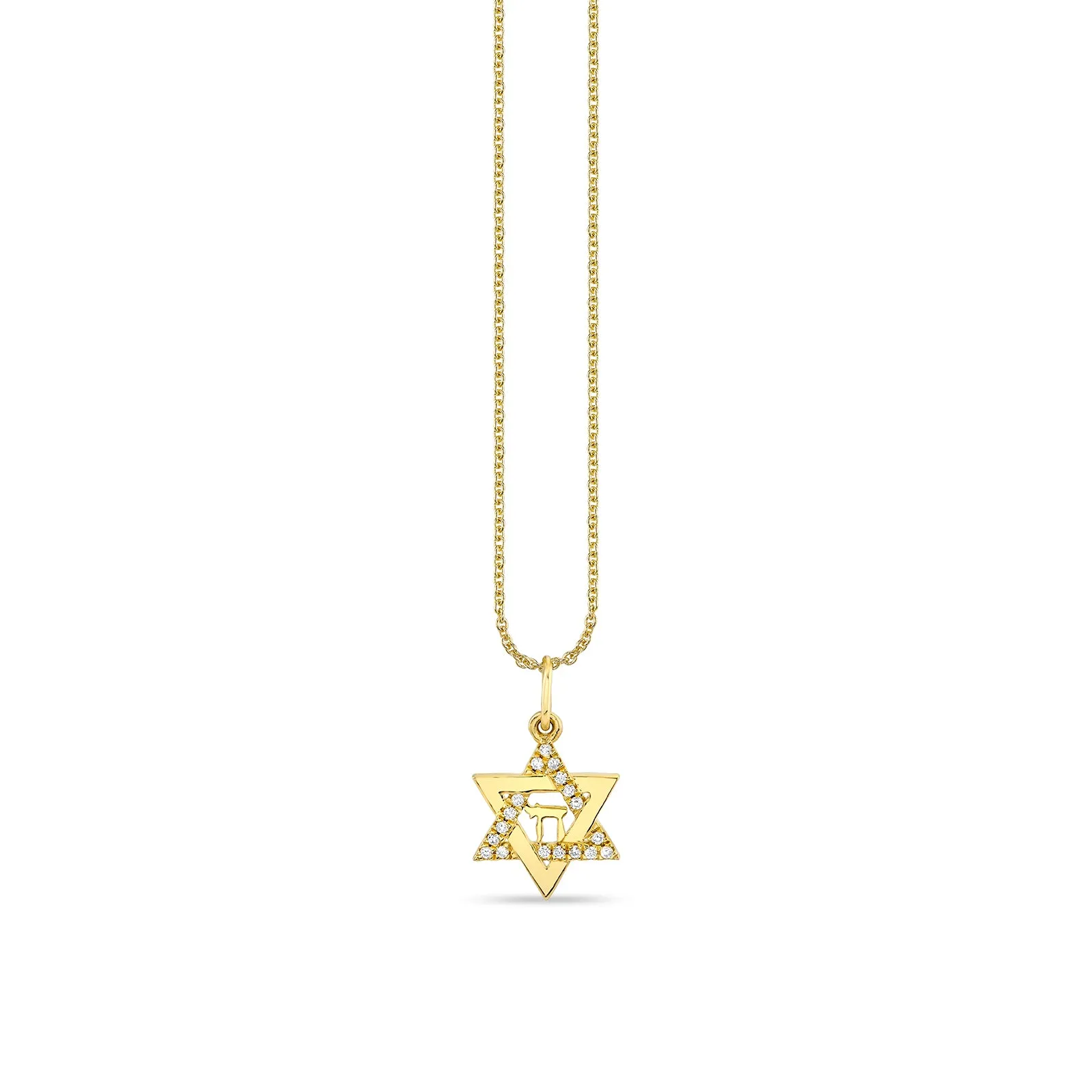 Gold & Diamond Star Of David Chai Charm