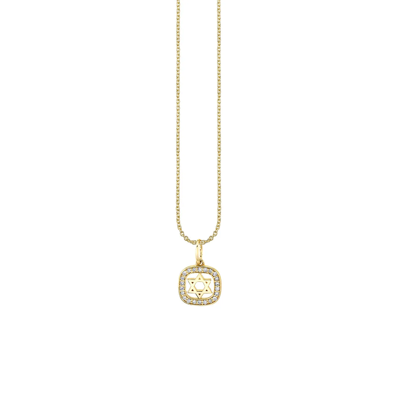 Gold & Diamond Star Of David Open Icon Necklace
