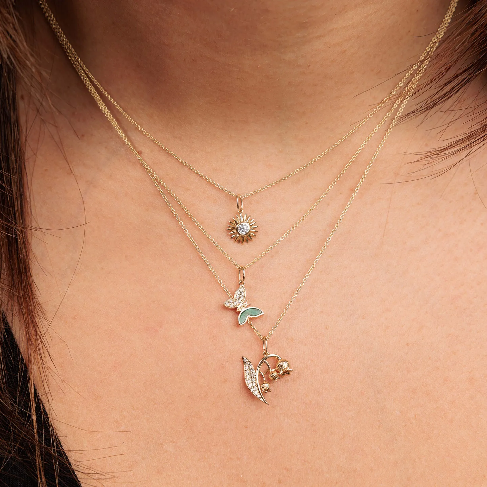 Gold & Diamond Sunburst Charm