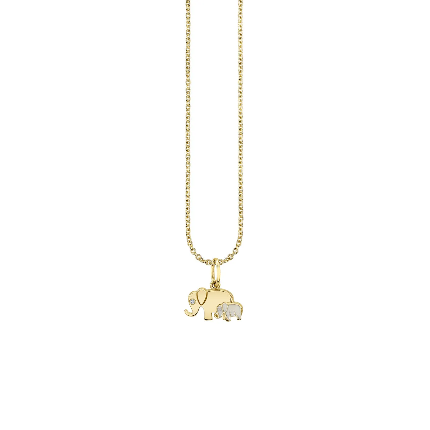 Gold & Enamel Elephant Family Charm