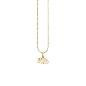 Gold & Enamel Elephant Family Charm