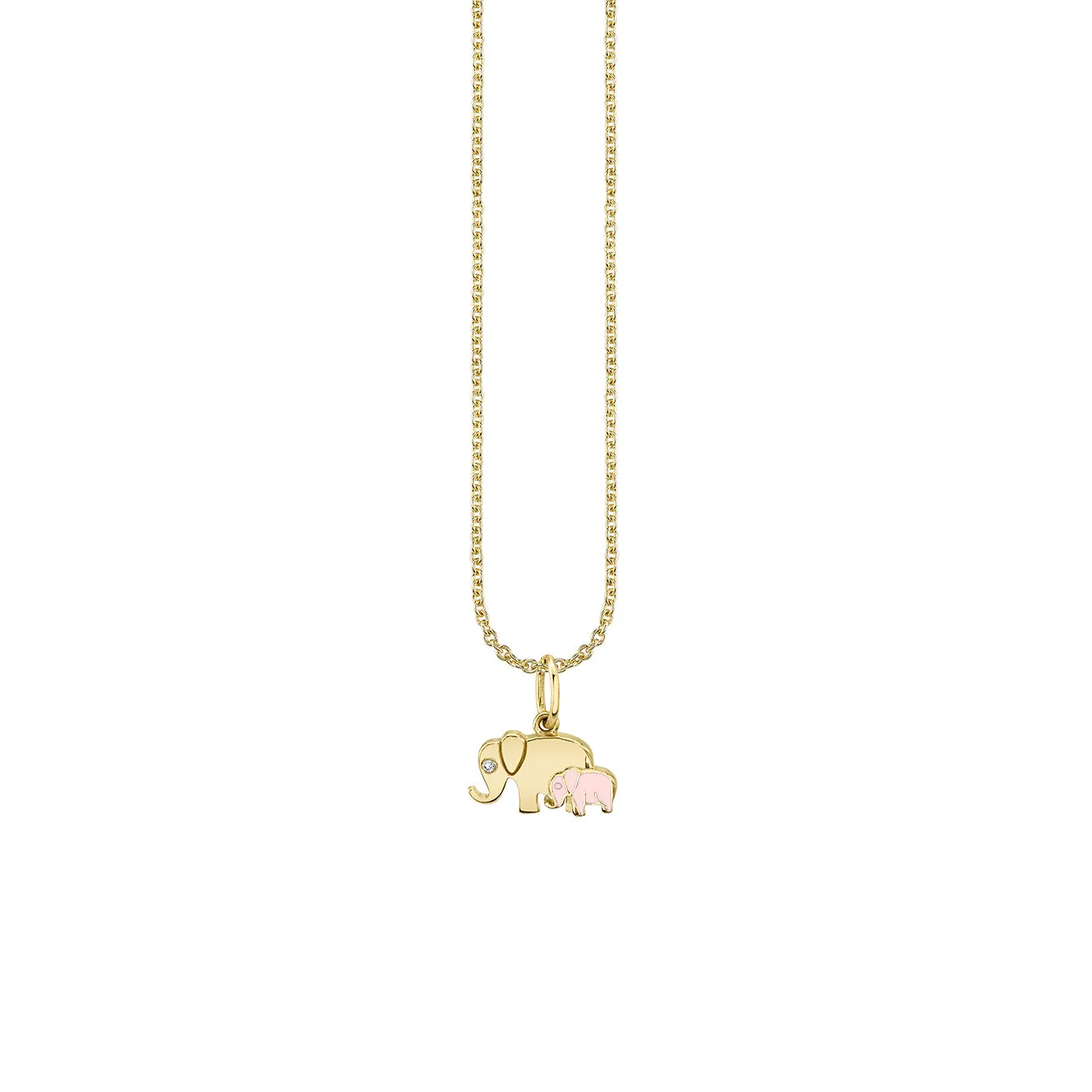 Gold & Enamel Elephant Family Charm
