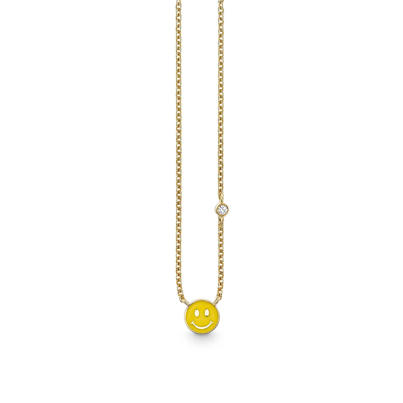Gold & Enamel Mini Happy Face Necklace