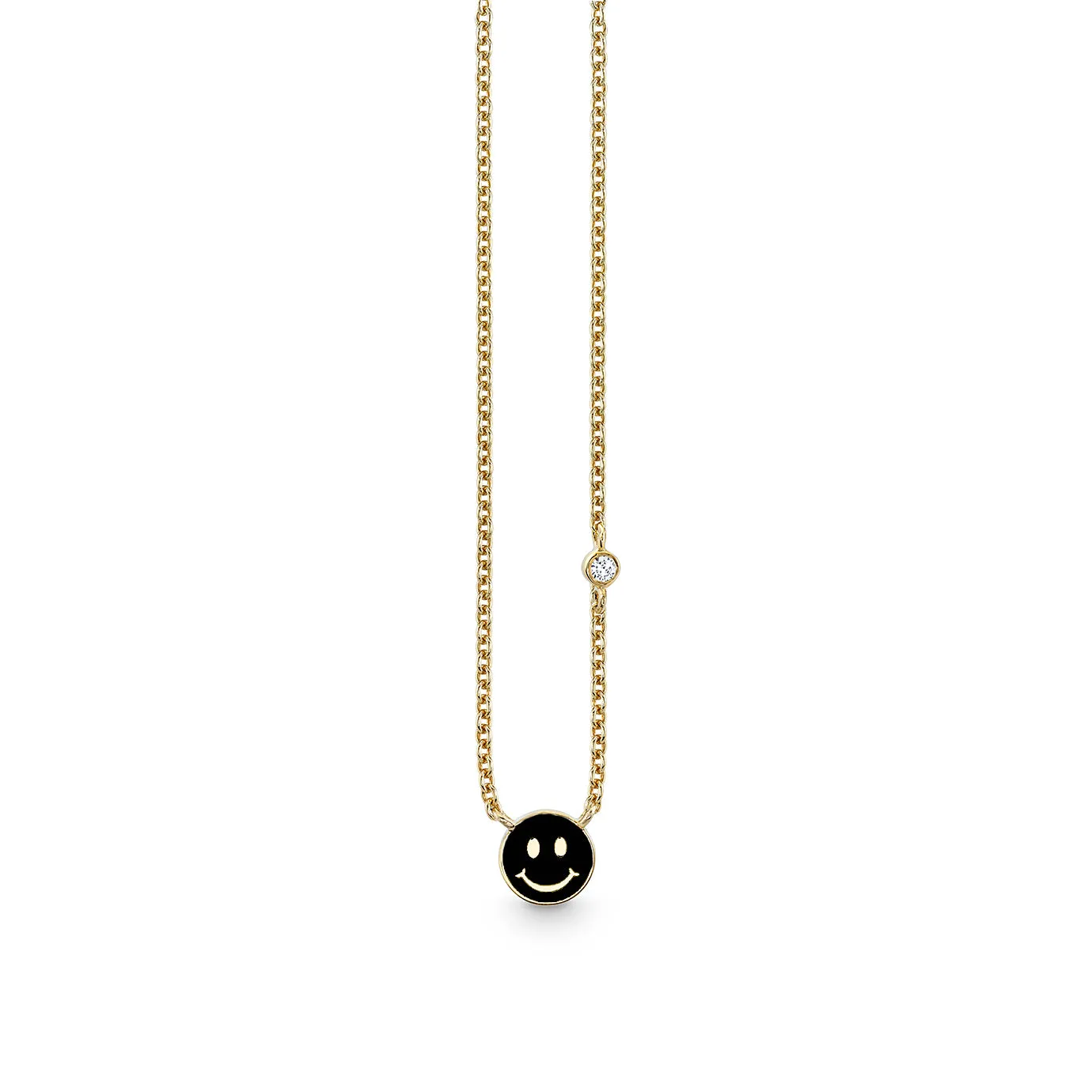Gold & Enamel Mini Happy Face Necklace