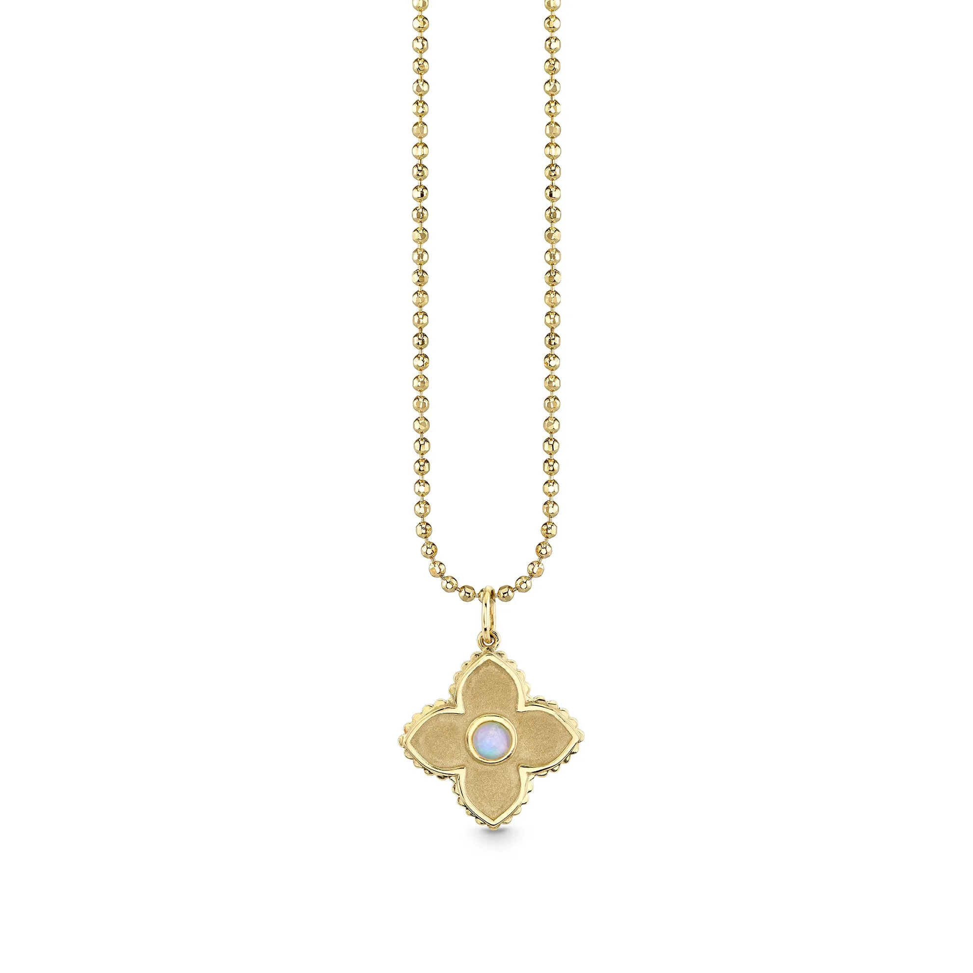 Gold & Opal Satin Moroccan Flower Charm
