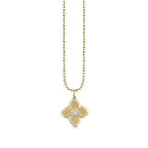 Gold & Opal Satin Moroccan Flower Charm