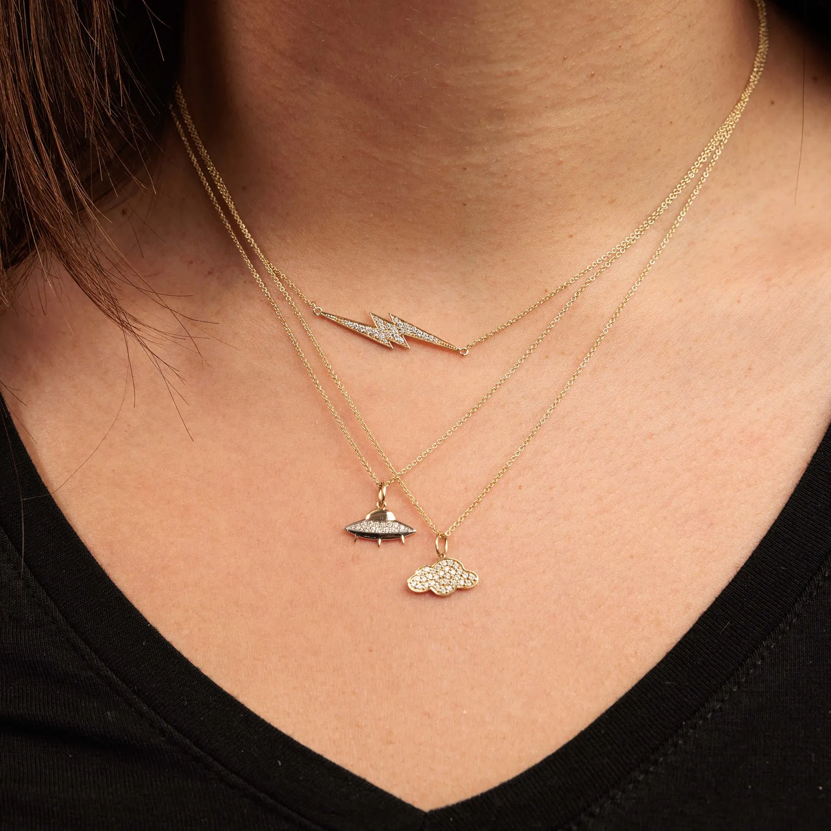 Gold & Pave Diamond Small Cloud Charm