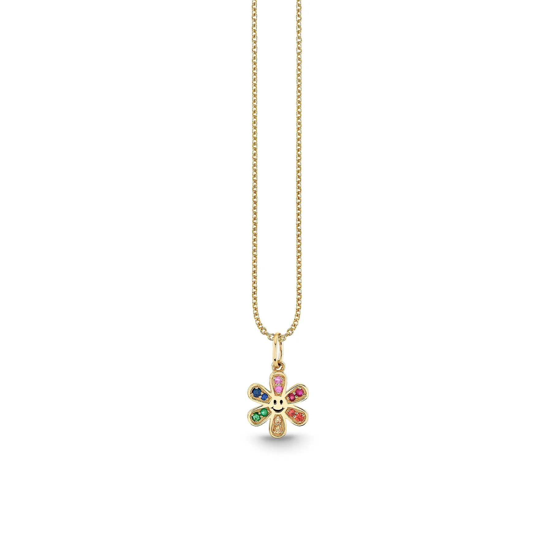 Gold & Rainbow Small Daisy Happy Face Charm