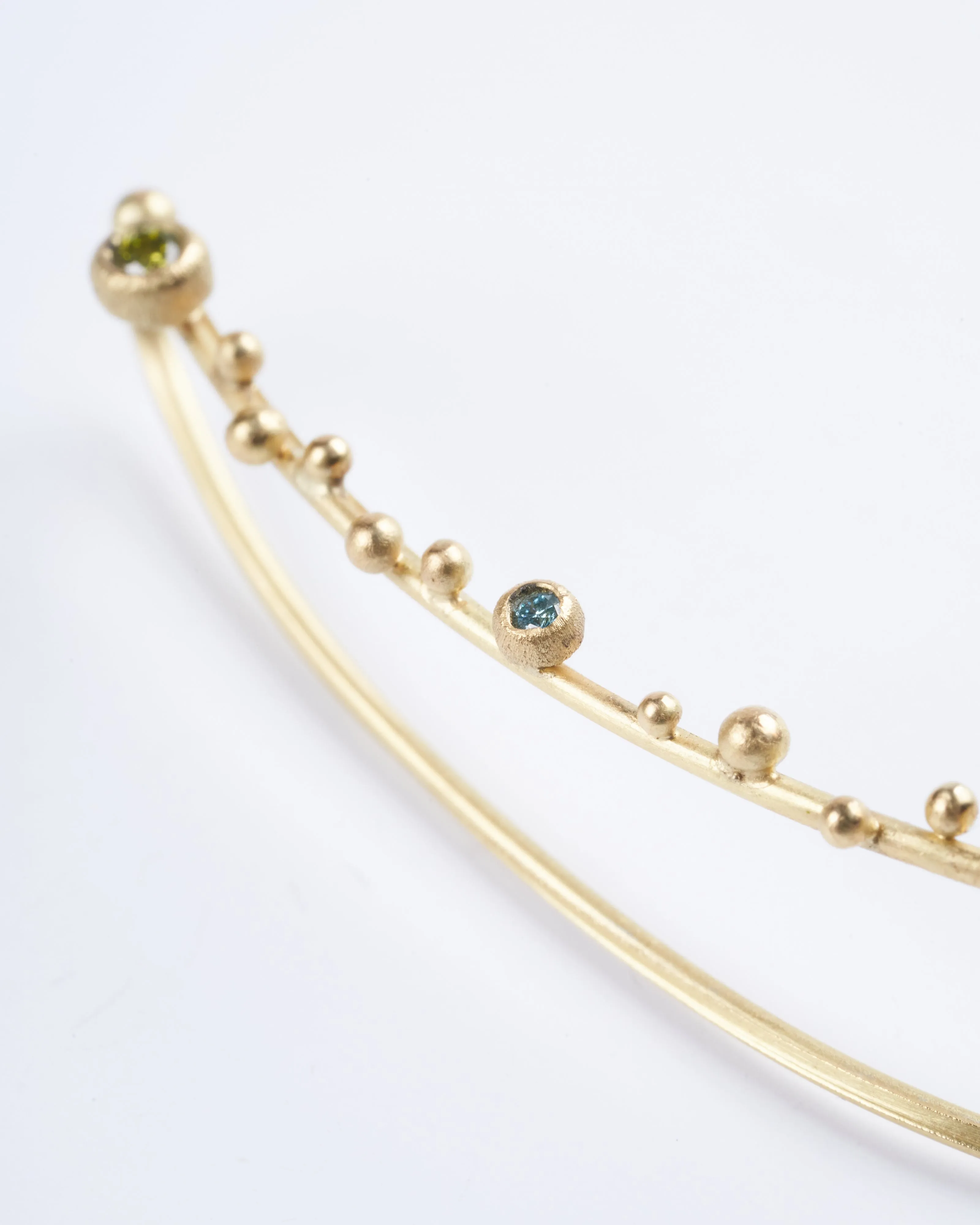 gold and mulit colored diamonds ear climber - diamonds and gold