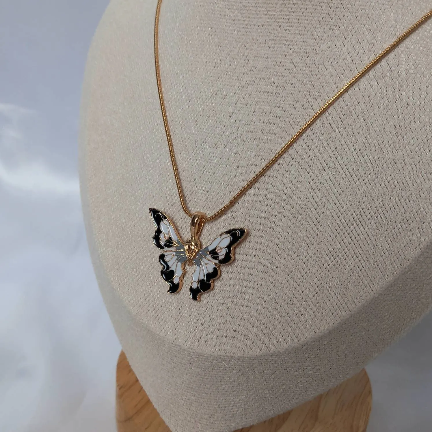 Gold Butterfly Charm Necklace - Chain Necklaces,Black Butterfly Necklaces,White Butterfly,Gold Necklaces In The UK,Gold Jewellery In The UK