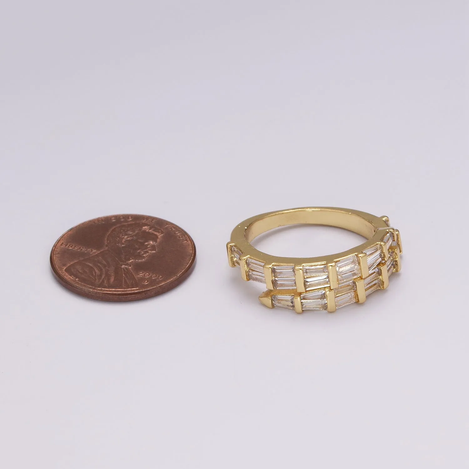 Gold Filled Baguette CZ Stacking Ring, Wrap Baguette Eternity Ring, Gold Stackable Ring Clear Minimalist Ring U-128