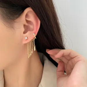 Gold fringe tassel earrings