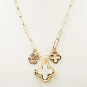 Gold Multi Clover Charm Necklace