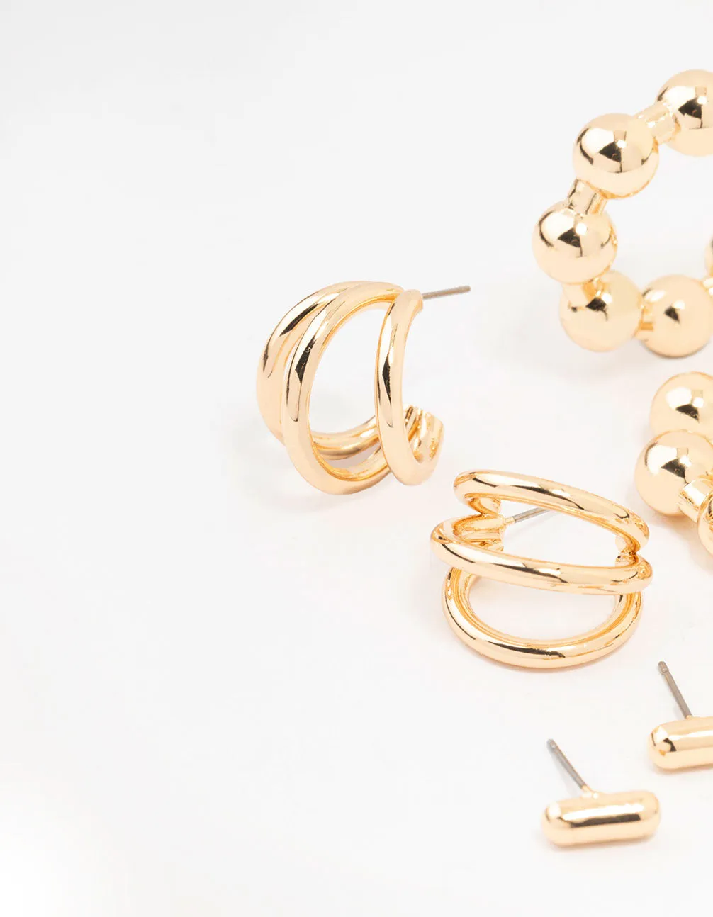 Gold Multi Stud & Hoop Earrings 6-Pack
