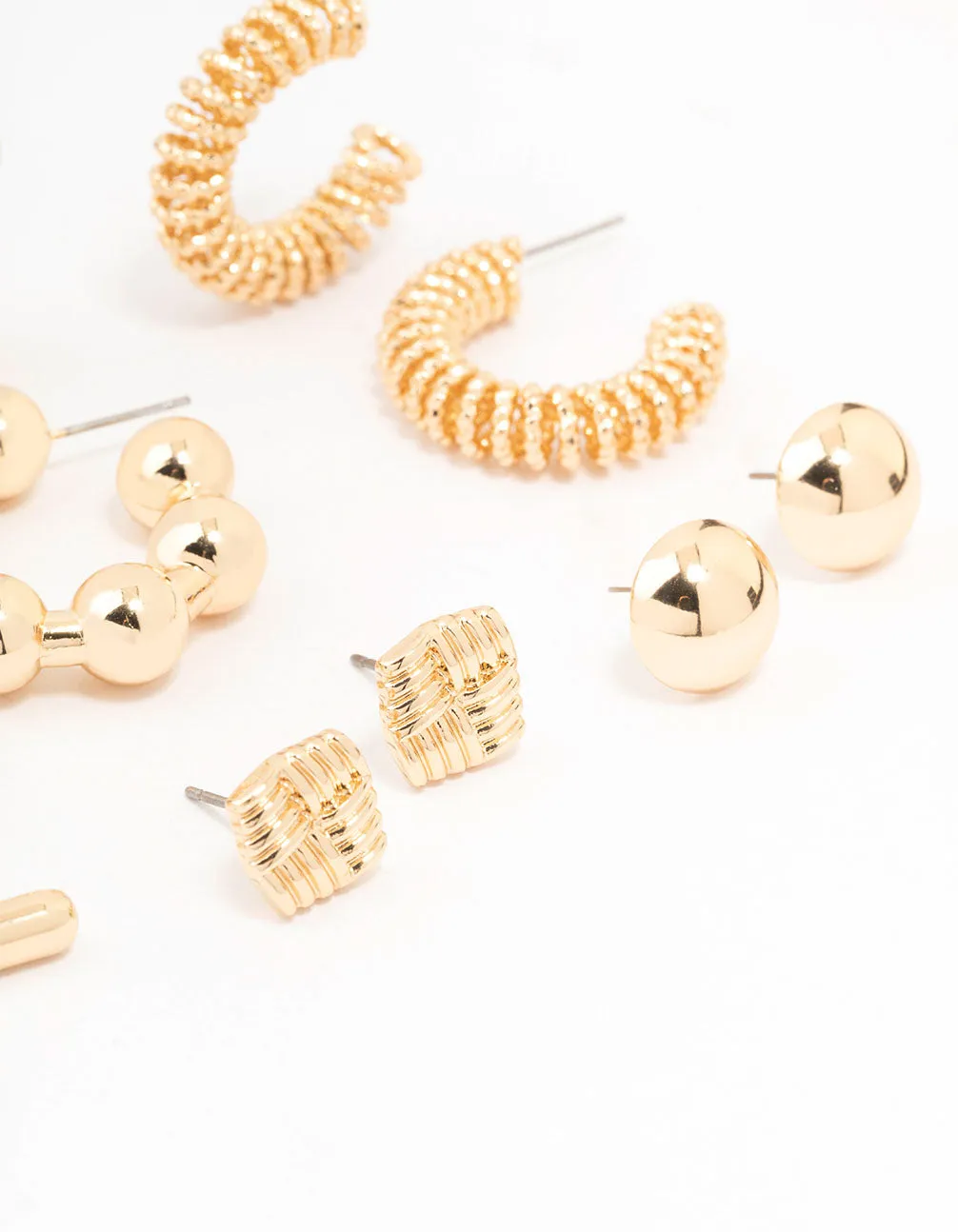Gold Multi Stud & Hoop Earrings 6-Pack