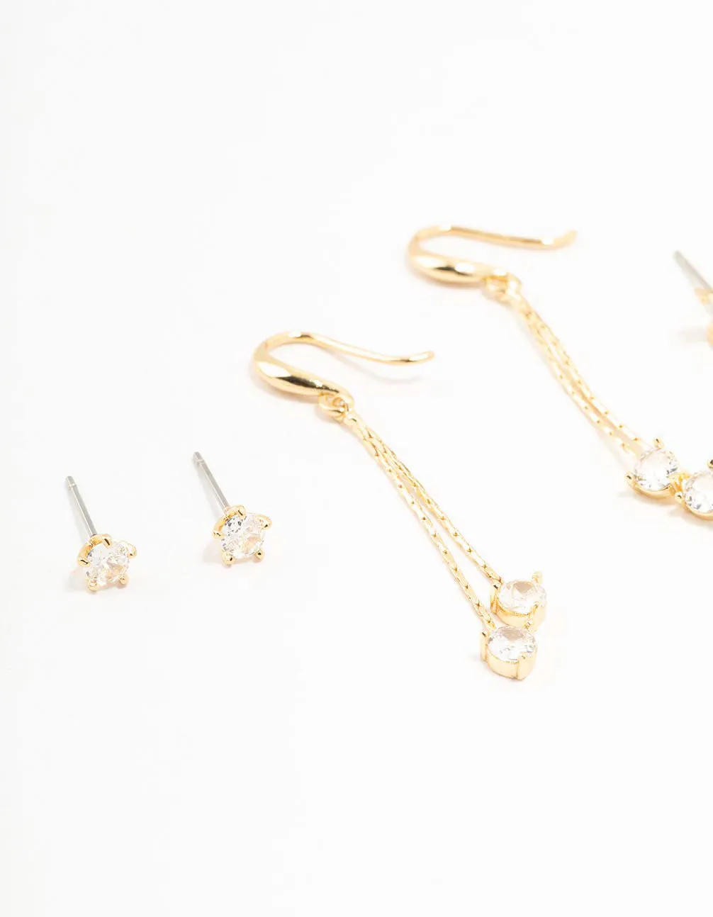 Gold Plated Butterfly Drop Earrings 3-Pack