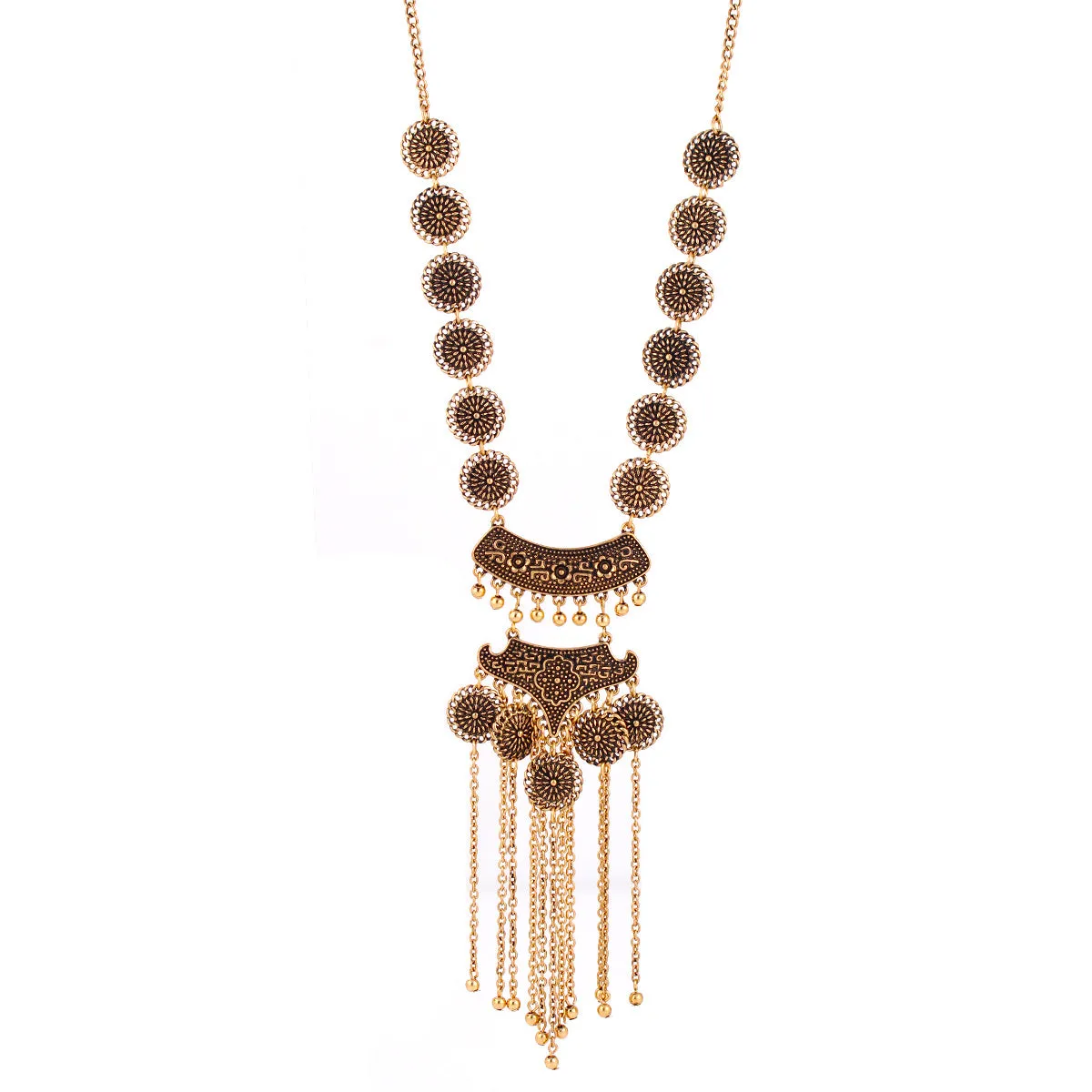 GOLD TASSEL NECKLACE #SQ6558G (SE4)