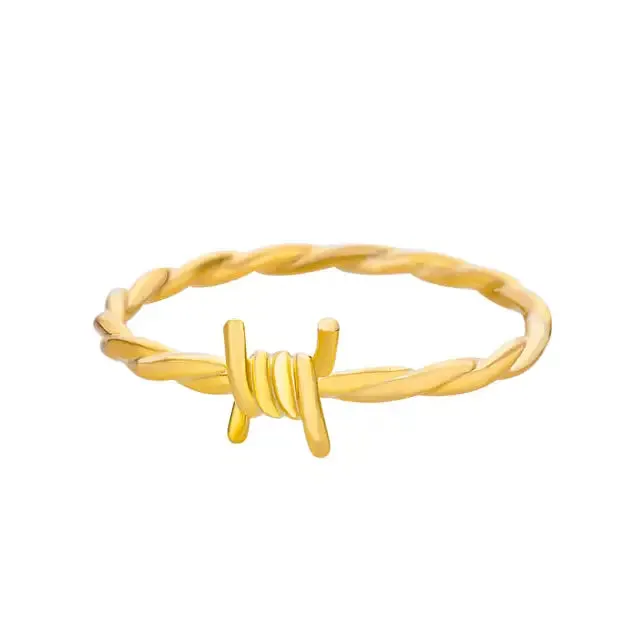 Golden Barbwire Twist Rings