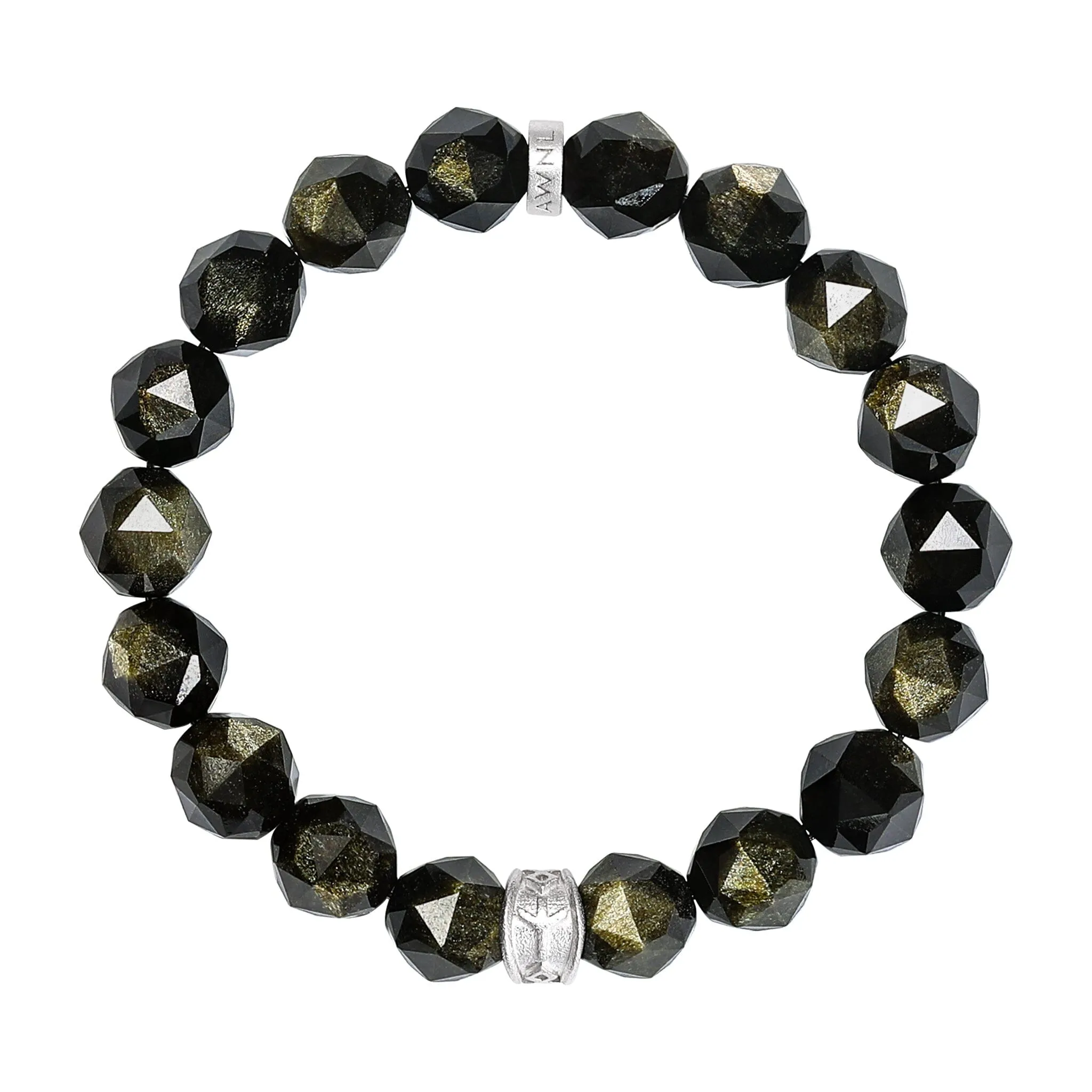 Golden Obsidian Rune-Engraved Bracelet