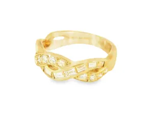 Gorgeous Estate 18K Yellow Gold Baguette Diamond Twisted Wedding Band Ring