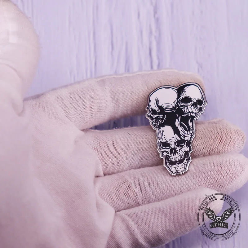Gothic Stacked Skull Heads Alloy Brooch