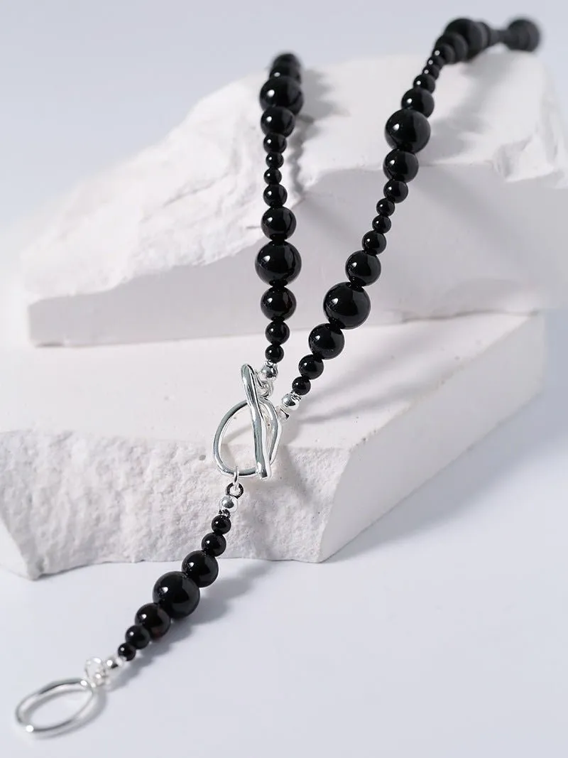 Gradual Black Agate Clavicle Chain