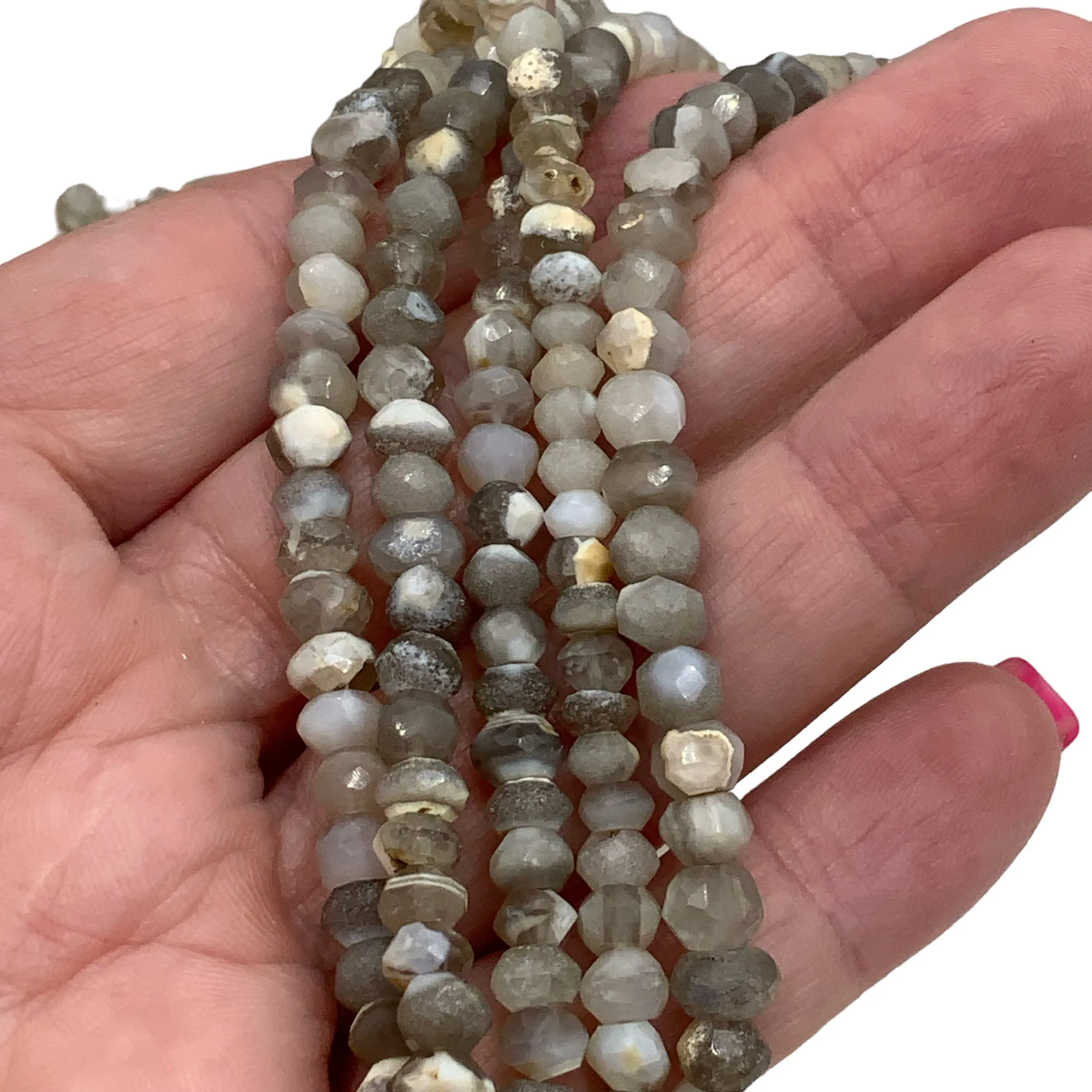 Gray Moonstone 4-5 mm Beaded Necklace