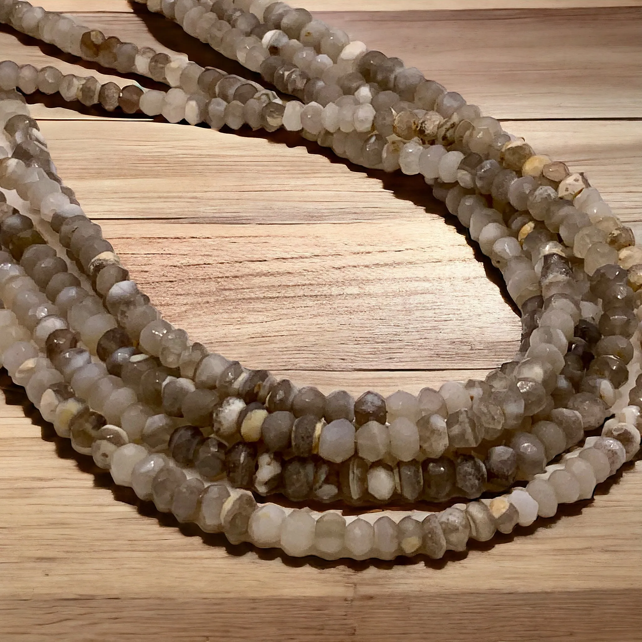 Gray Moonstone 4-5 mm Beaded Necklace