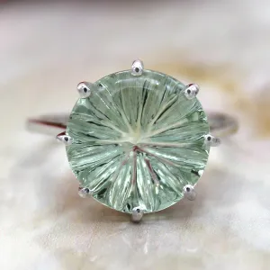 Green Amethyst Round Fine Statement Ring