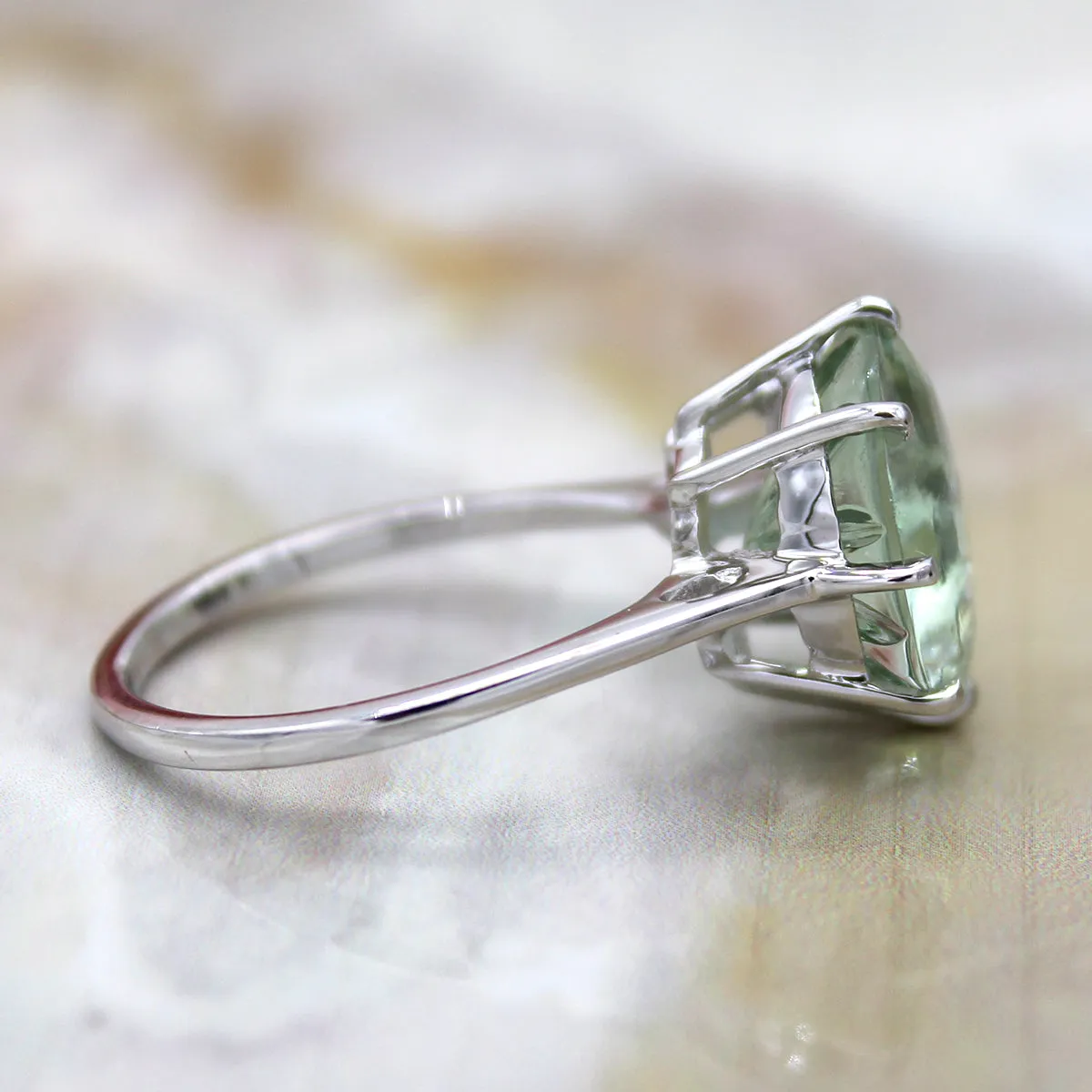 Green Amethyst Round Fine Statement Ring