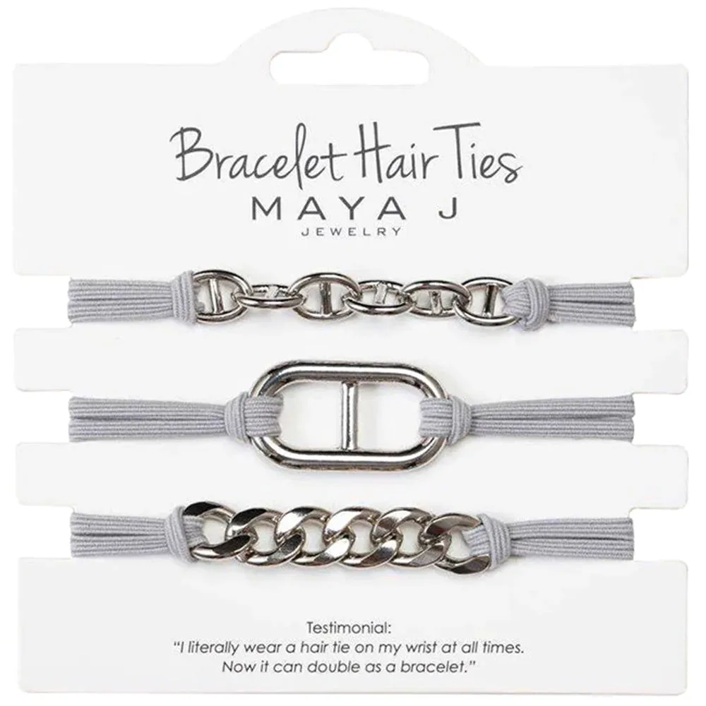 Grey Elastic Bracelet Hair Tie - Grey