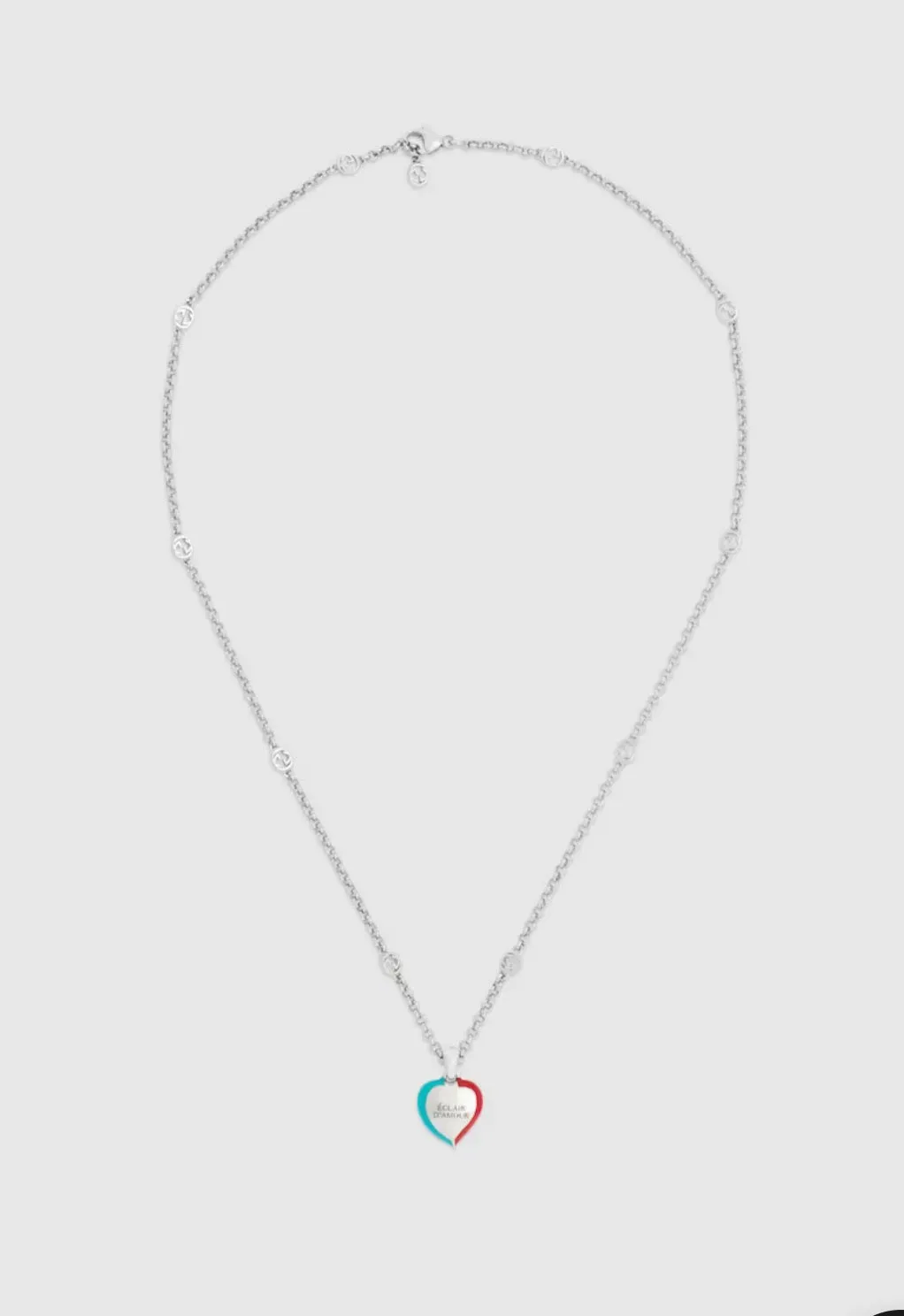 Gucci Interlocking G Heart Lightning Charm Necklace