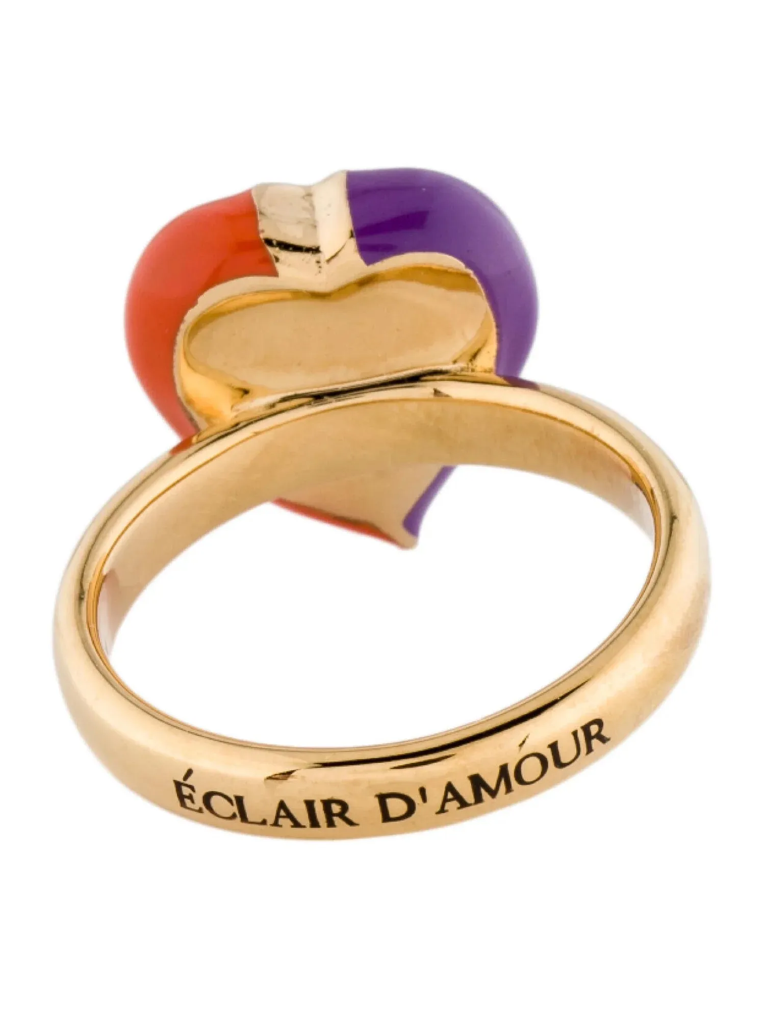 Gucci Interlocking G Heart Lightning Charm Ring in Orange and Purple
