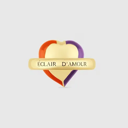 Gucci Interlocking G Heart Lightning Charm Ring in Orange and Purple
