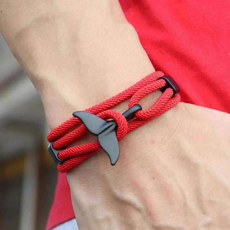Hand Braided Whale Tail Adjustable Bracelet Rope